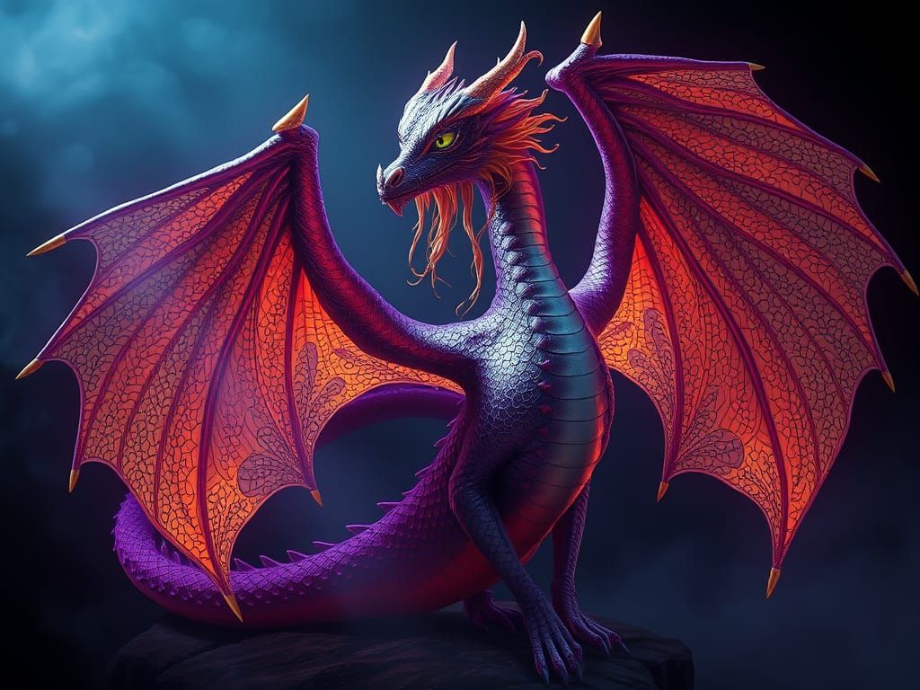 Sleek Dragon Hybrid Radiates Ancient Wisdom in Mystical Ambi...