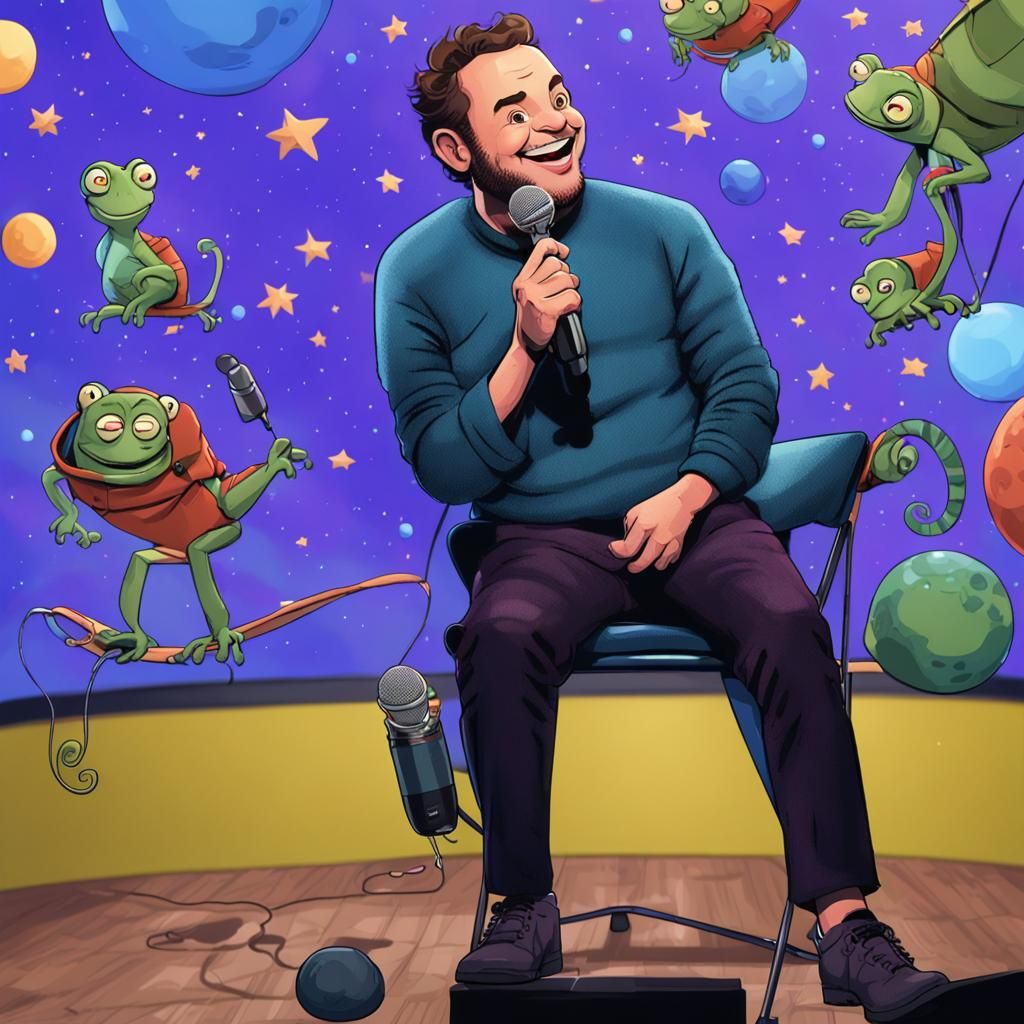 Comedian Floats in Space: Digital Art