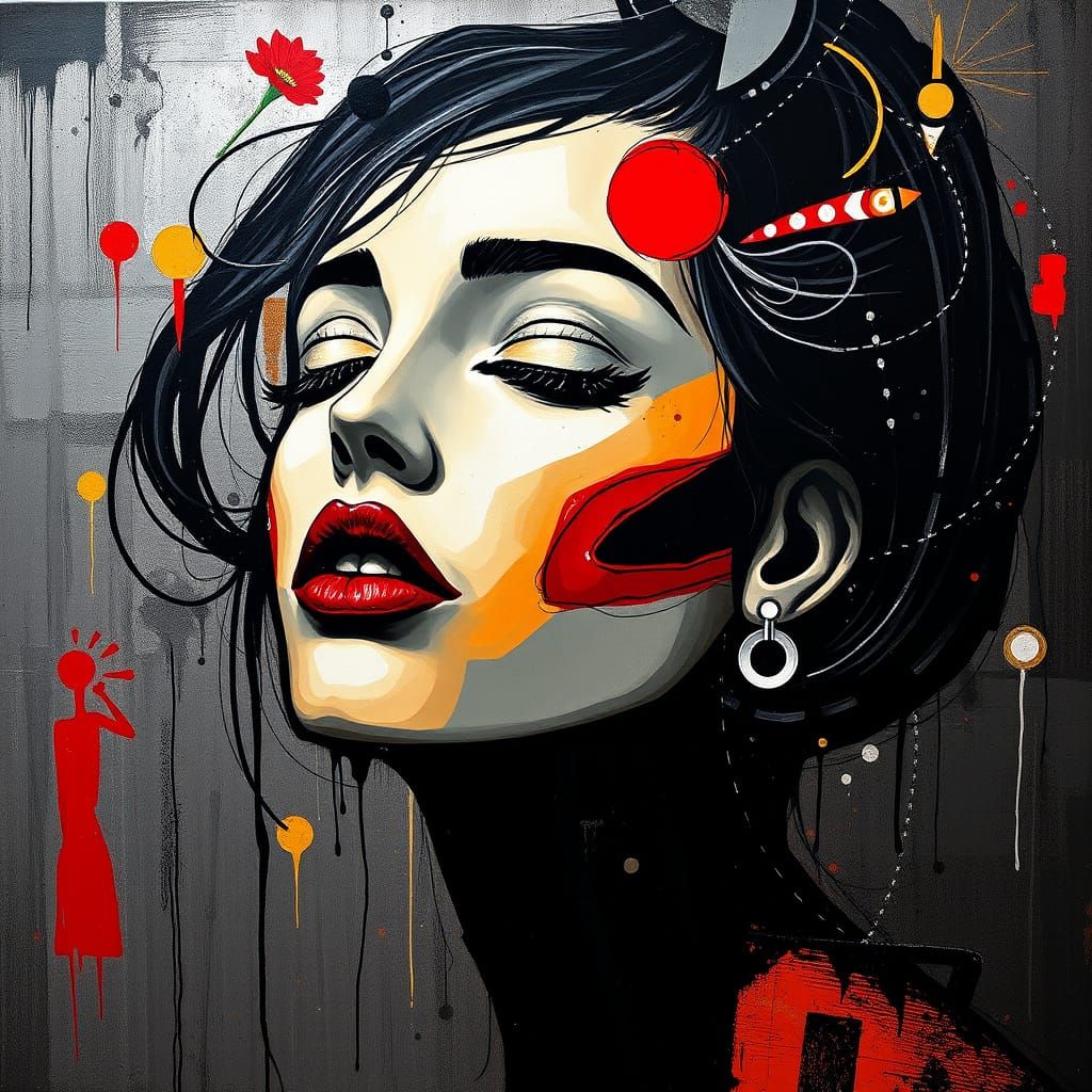 Abstract Portrait of a Woman in Cubist Style