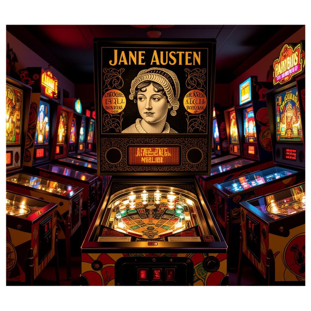 Jane Austen Vintage Pinball Machine in Arcade