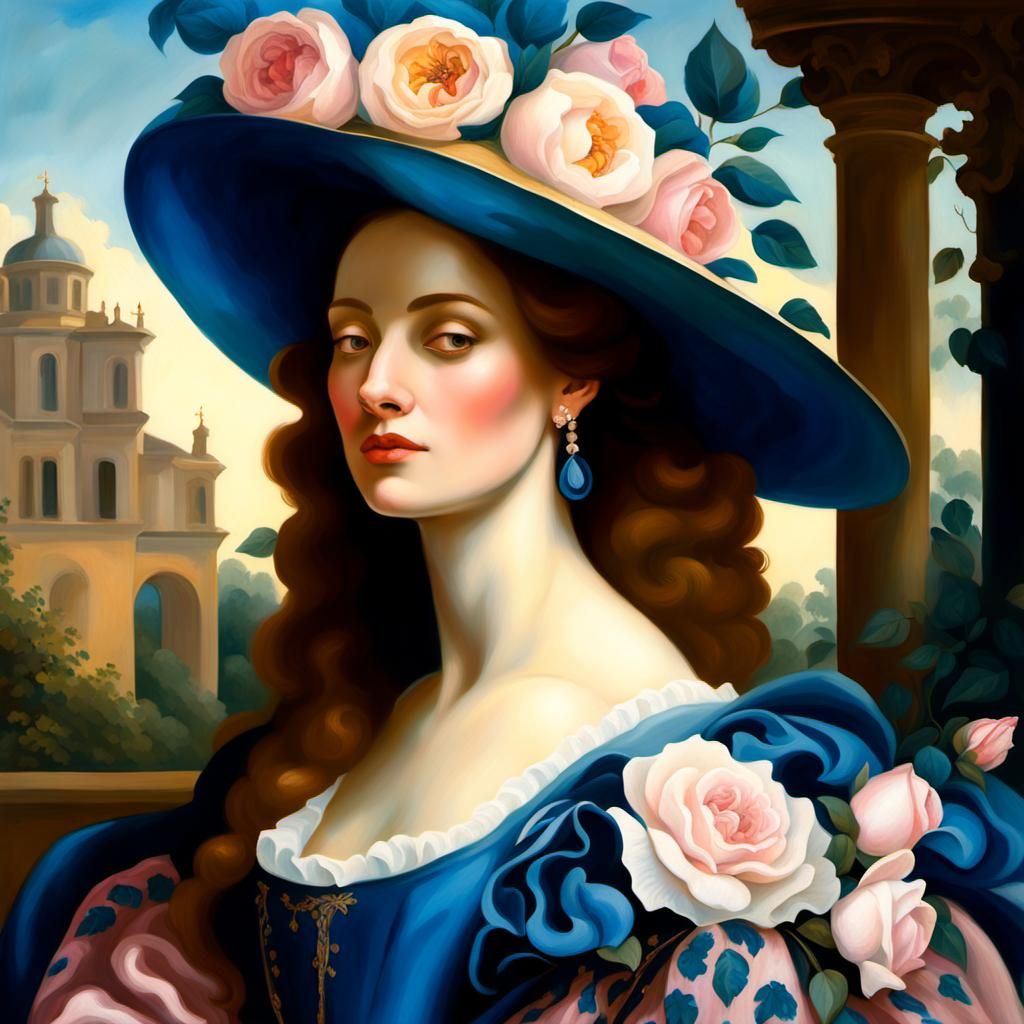 Victorian Woman Portrait in Romantic Realism Style