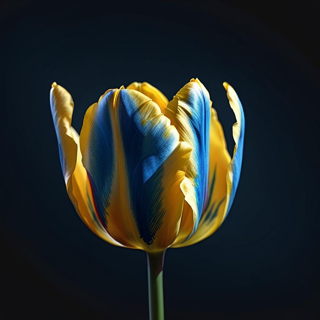 Macro Tulip in Moody Blue, Dutch Still Life