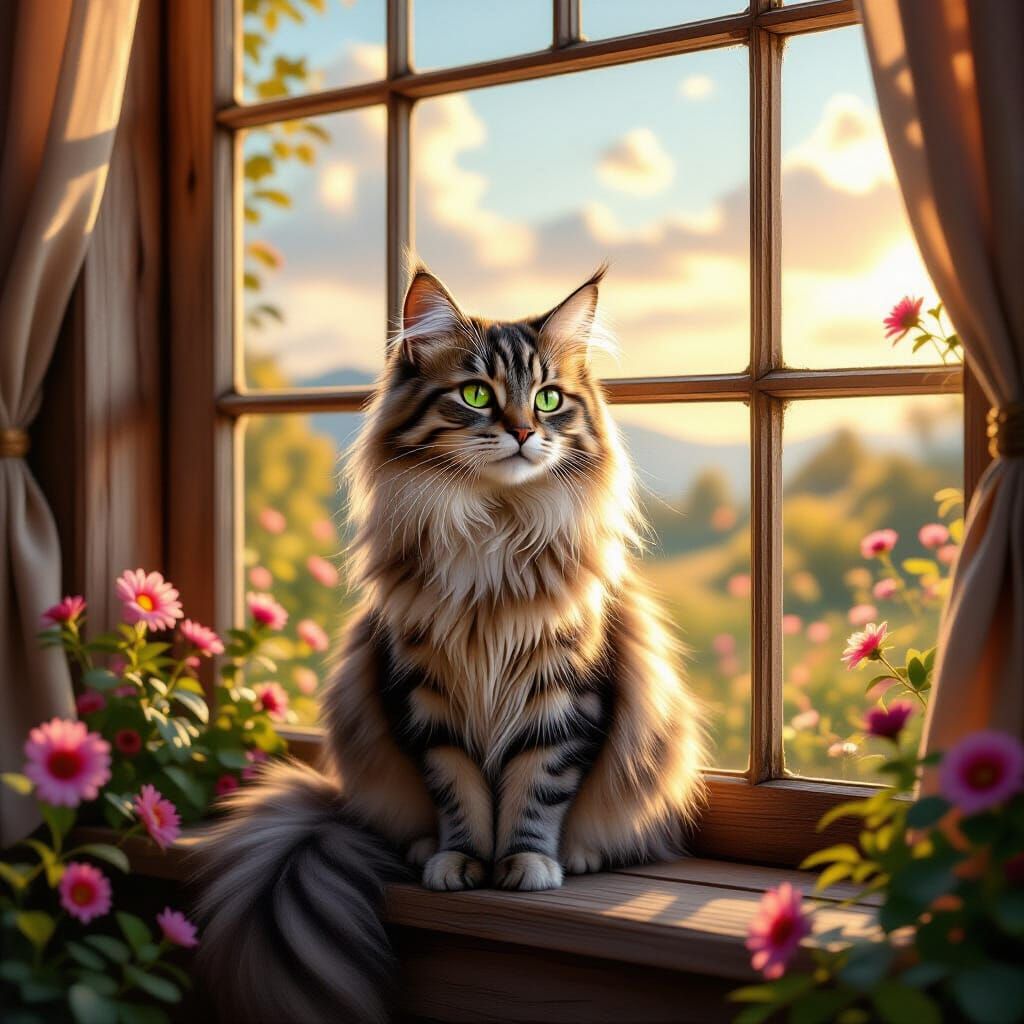 Majestic Cat Bathed in Golden Sunlight