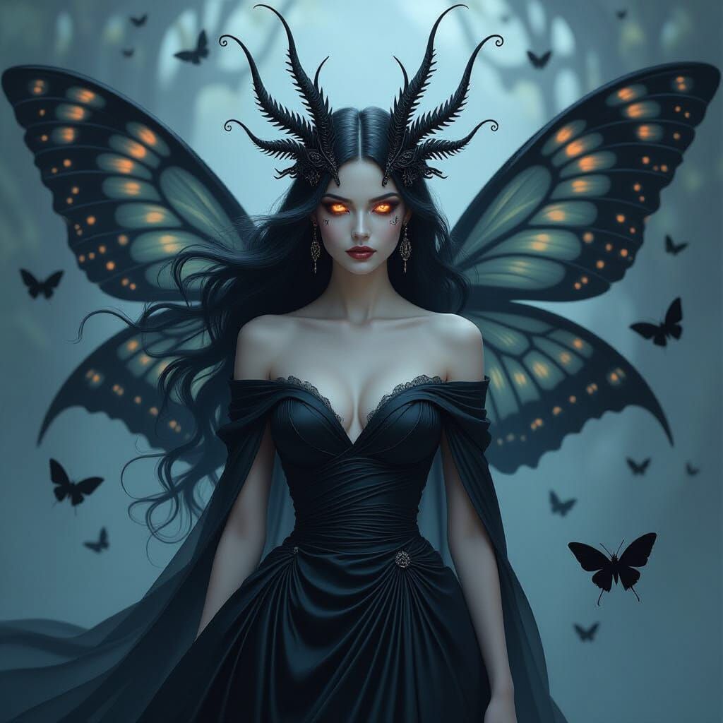 Dread Moth Queen in Dark Fantasy Style