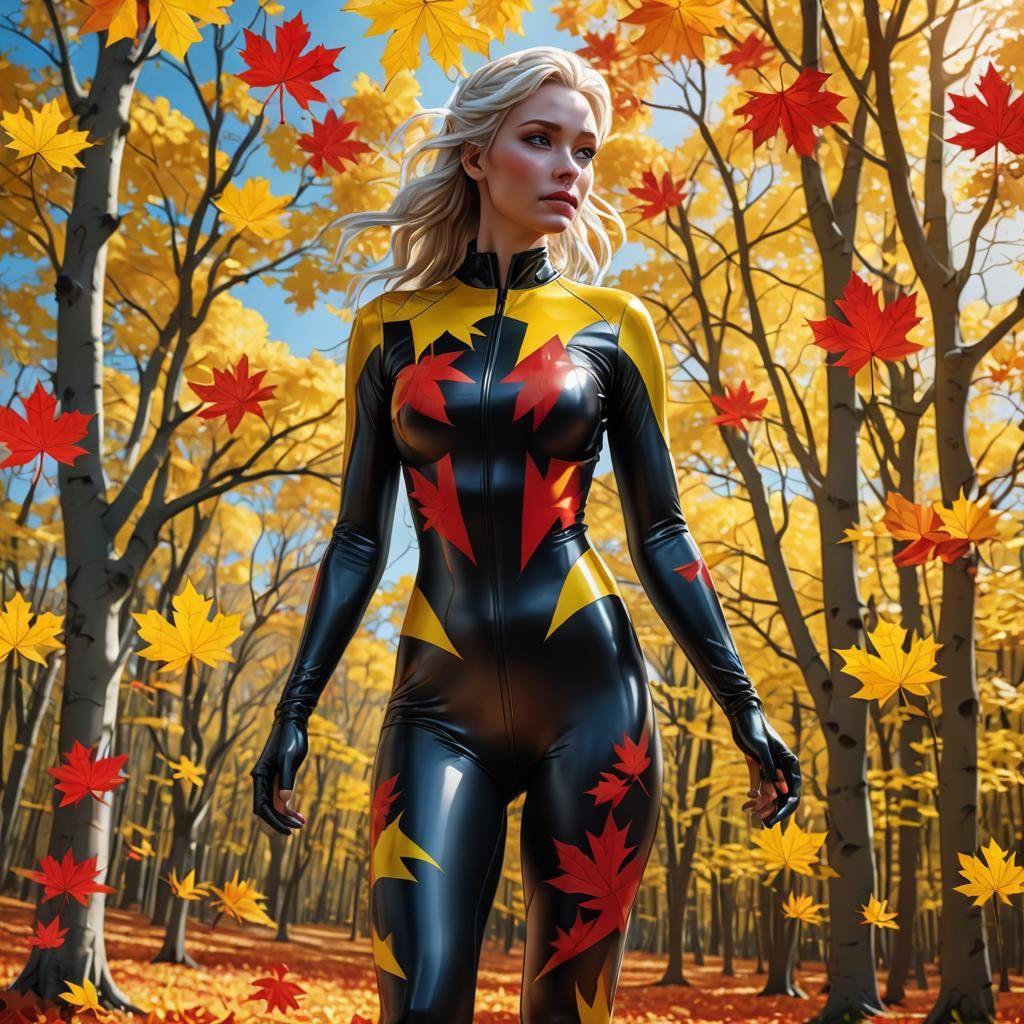 Frozen Girl in German Flag Catsuit, Glossy Render