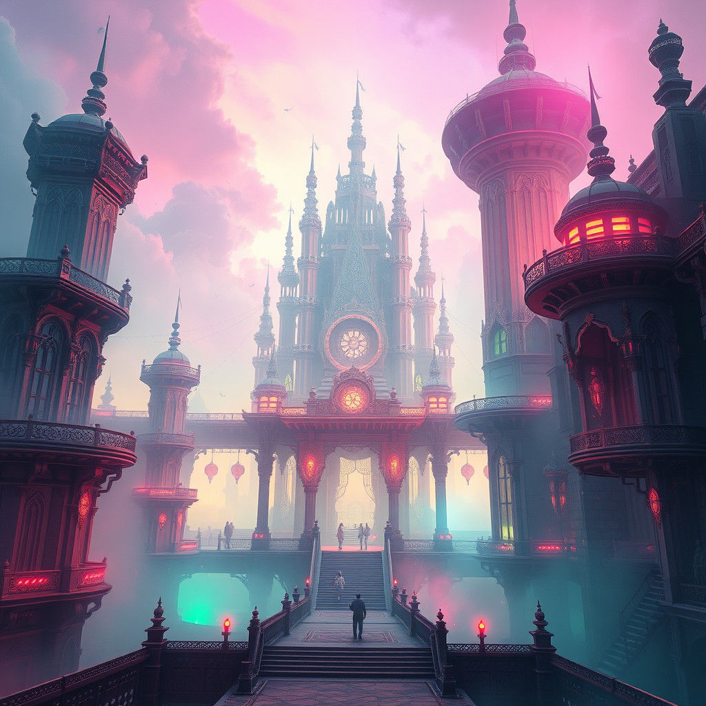 Ethereal Dreamscape with Neon Accents as Fantasy Art