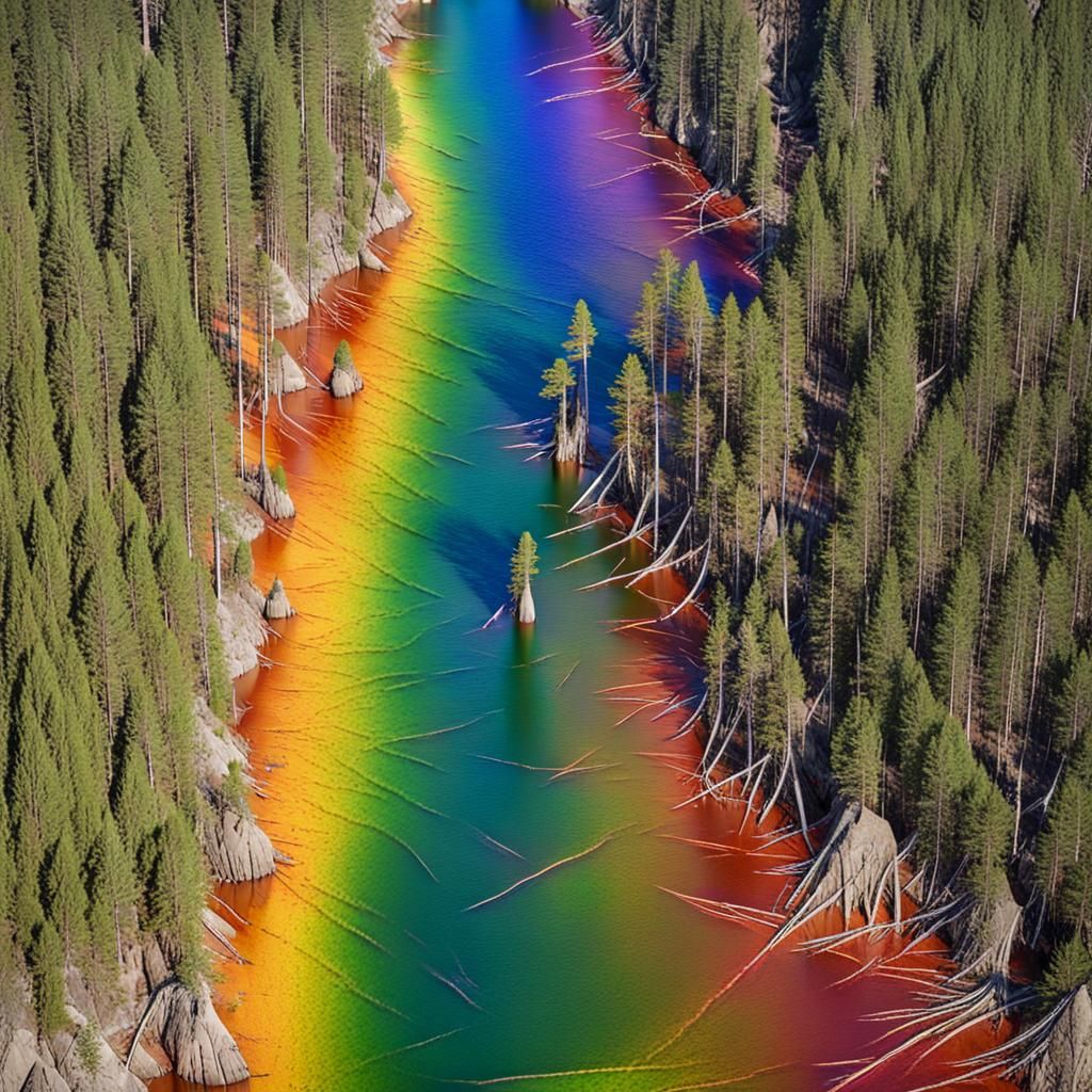 Hallucinatory Rainbow River of Needles
