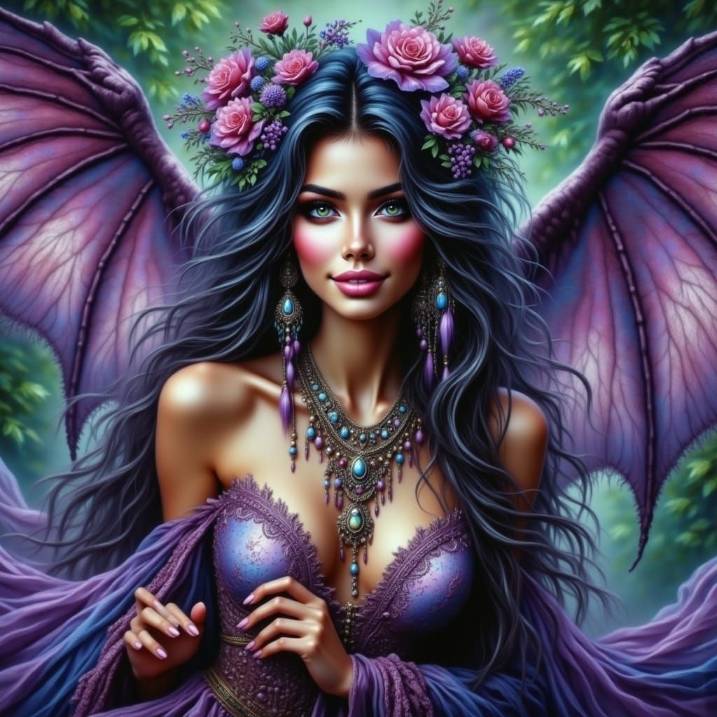 Green Eyed Alien Goddess in Luminescent Blue Gown