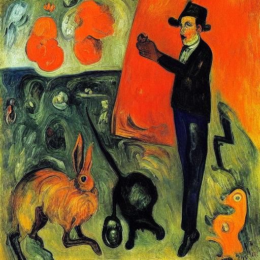 Rabbit Dinner: Surrealist Expressionist Still Life