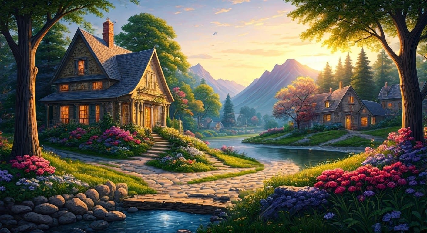 Ethereal Golden Hour Fantasy Scene