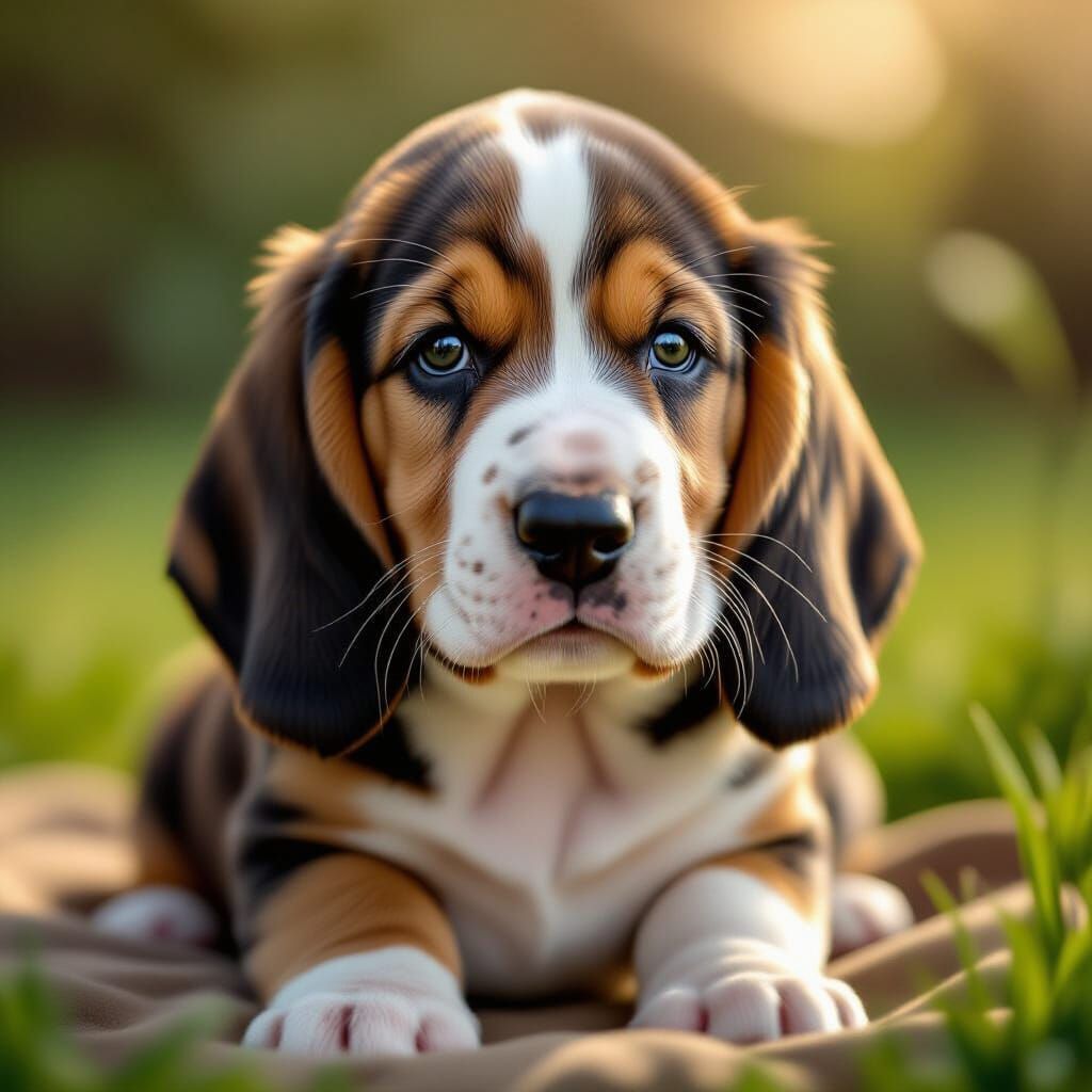 Hyper-Realistic Basset Hound Puppy Portrait
