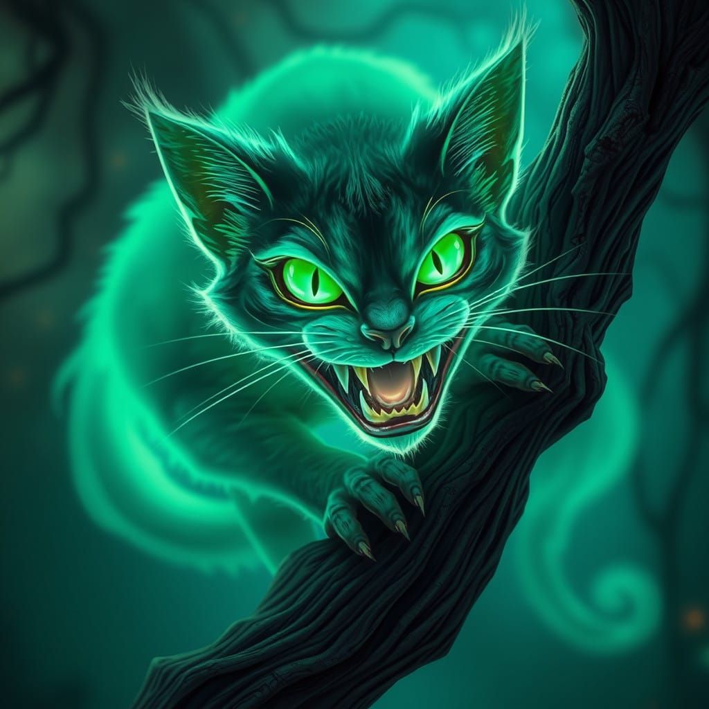 Ethereal Cheshire-Cat in Neon Aesthetic