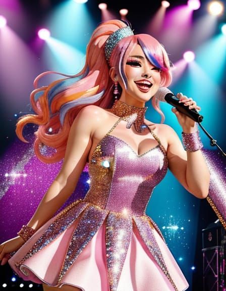 Idol Girl Shines Bright on Stage in Modern Anime Style