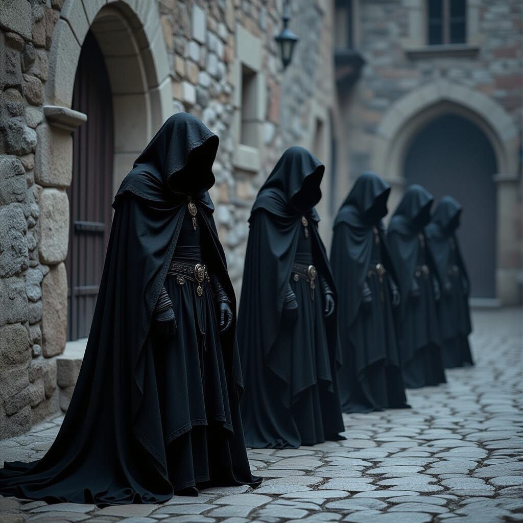 Dark Vampires in Medieval Setting: Beksiński Style