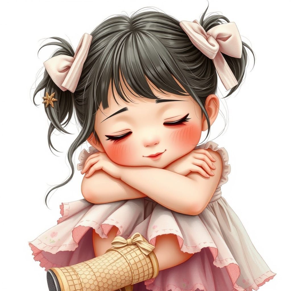 Dreamy Young Girl in Whimsical Illustration