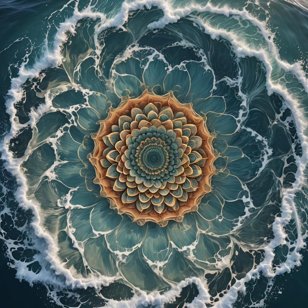 Ocean Wave Mandala in Digital 3D