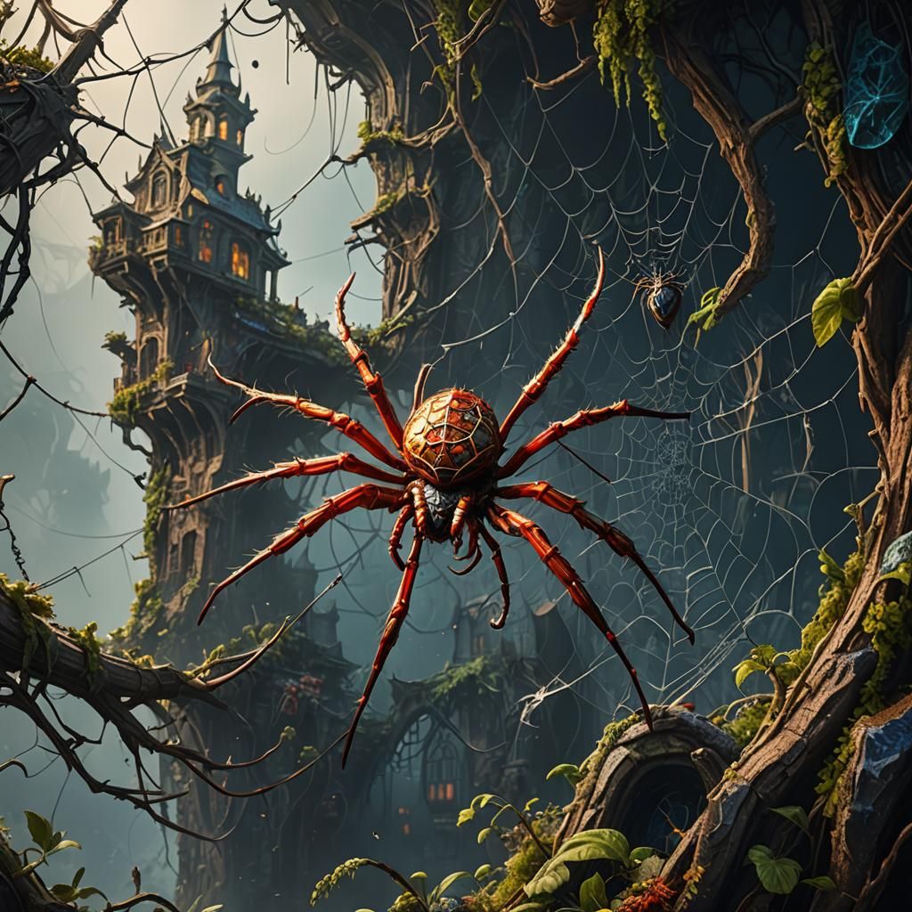 Detailed Spider Matte Painting in 8k Resolution