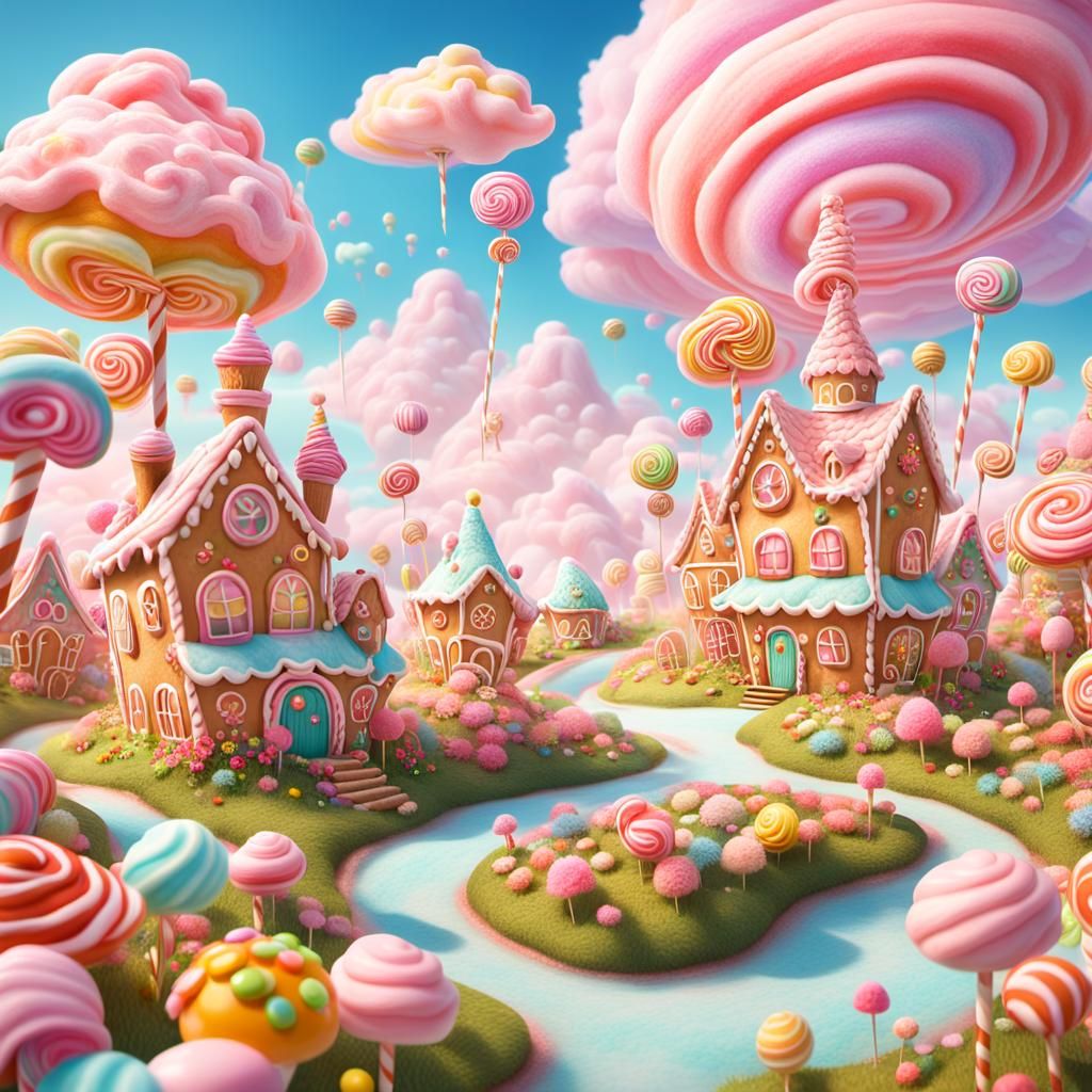 Miniature Candy Land in Whimsical Fantasy Style