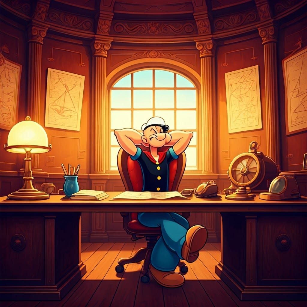 Popeye in Nautical Office, Comic Book Style