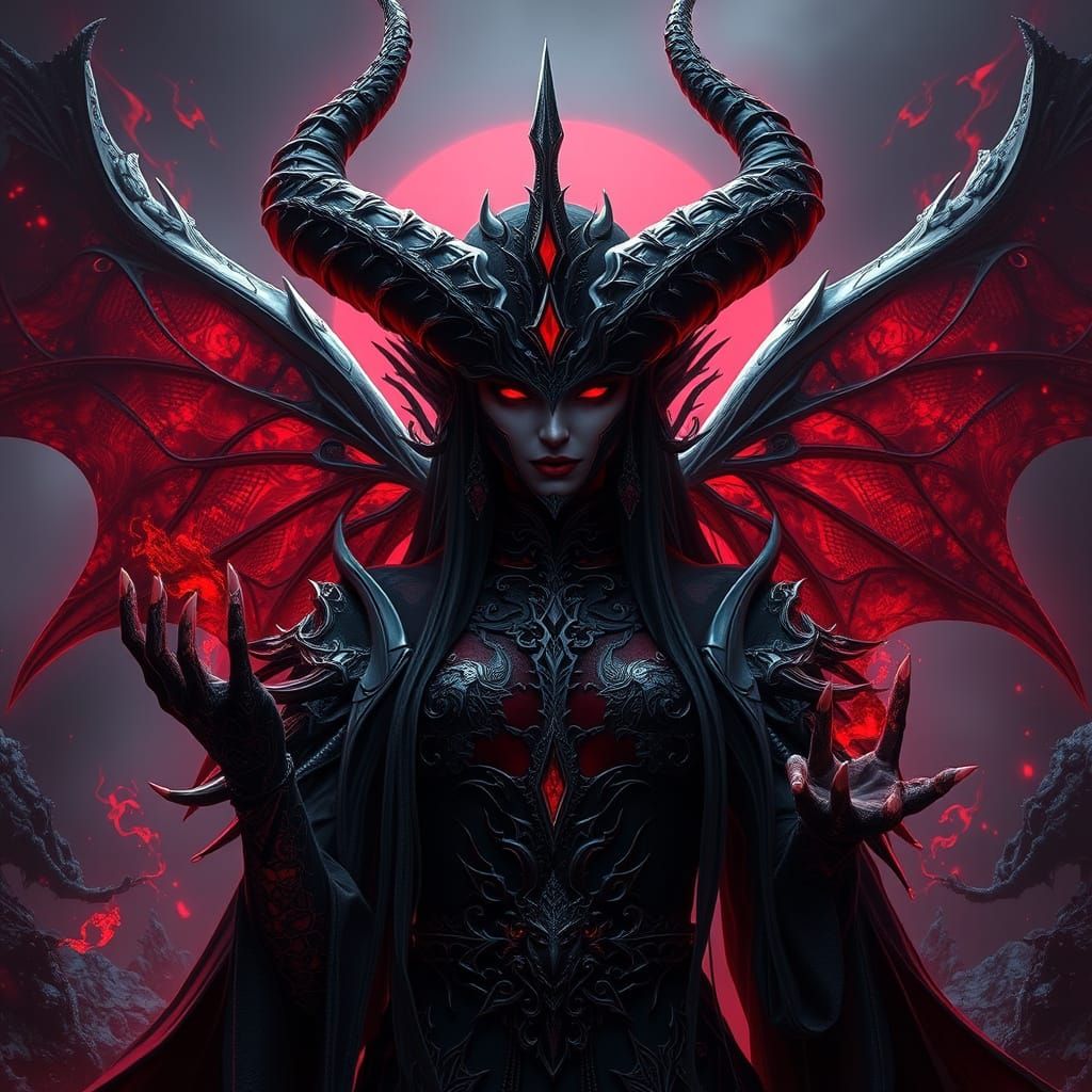 Goddess of Dark Mysticism in Hyper-Realistic 3D Anime Style