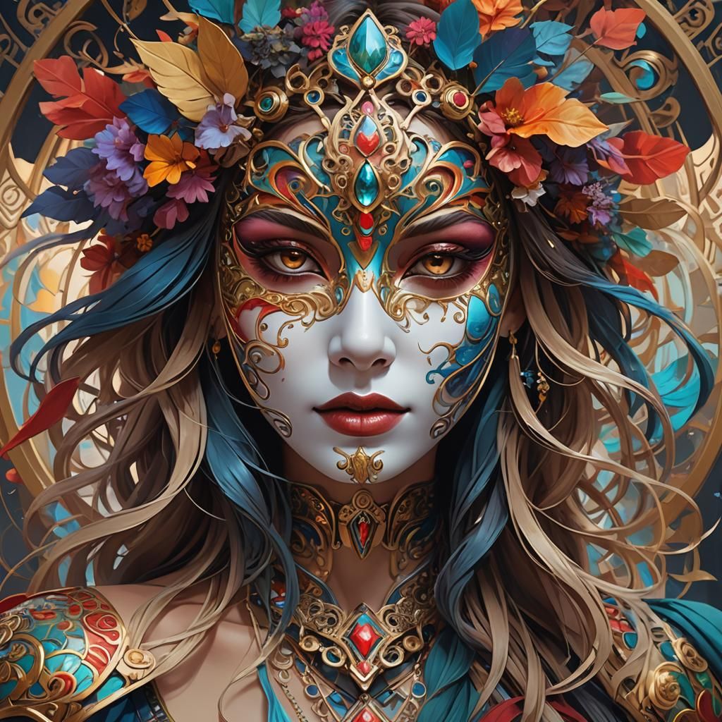 Intricate Global Mask Design in Vibrant Colors