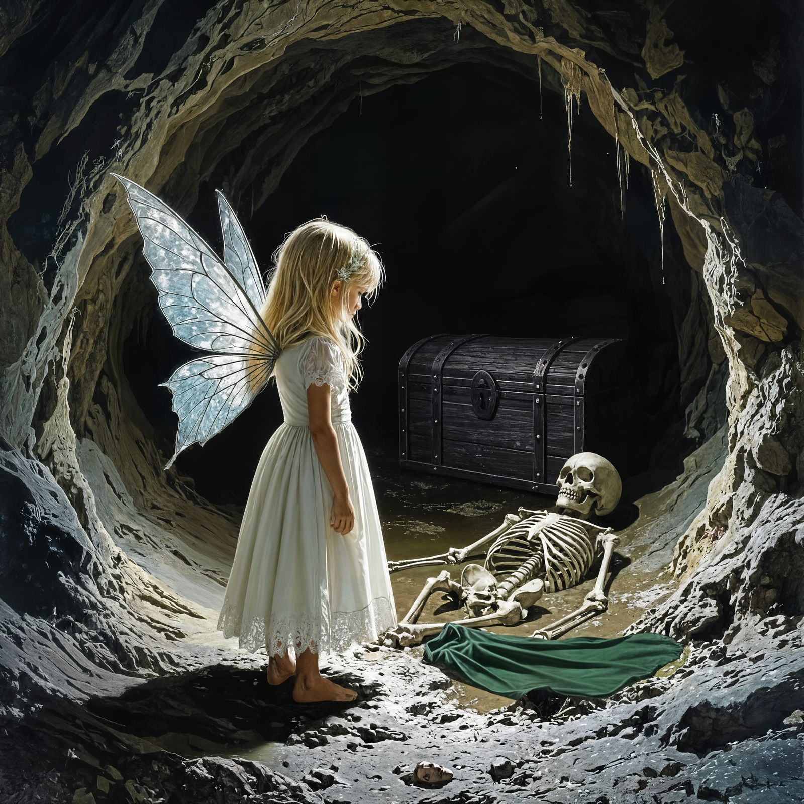 Fairy Girl Finds Skeleton in Mountain Cave Shaft