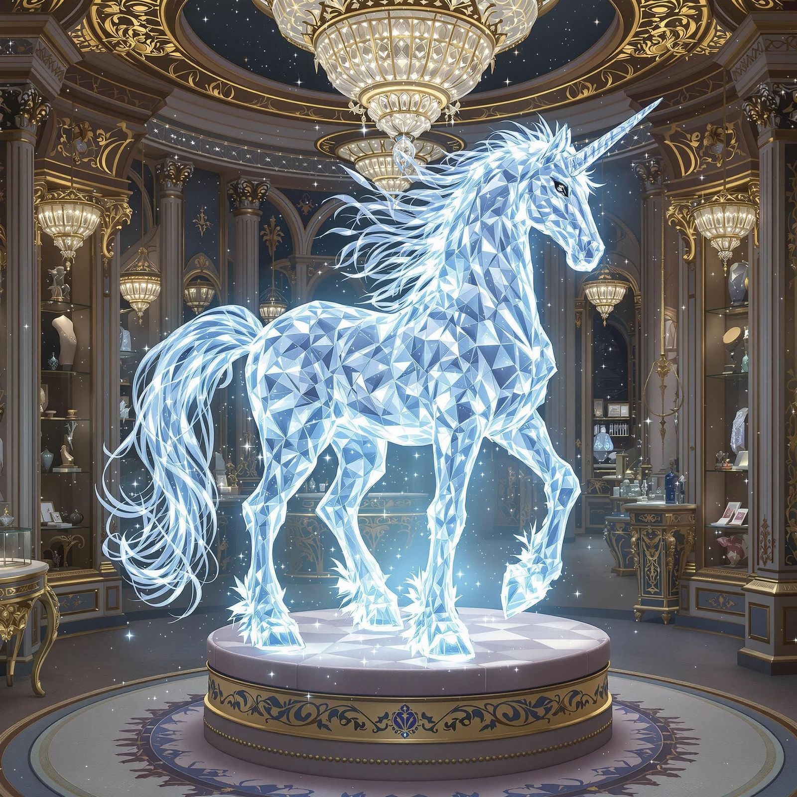 Crystal Unicorn in Baroque Jewelry Store