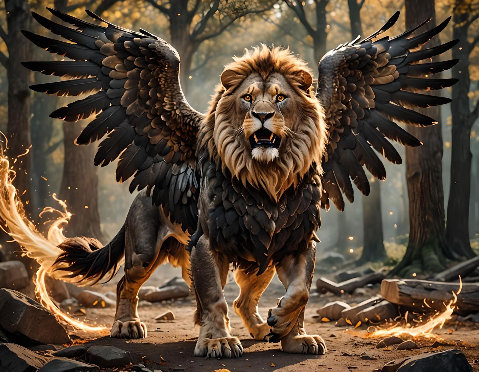 Majestic Griffin with Eagle Head and Lion Body