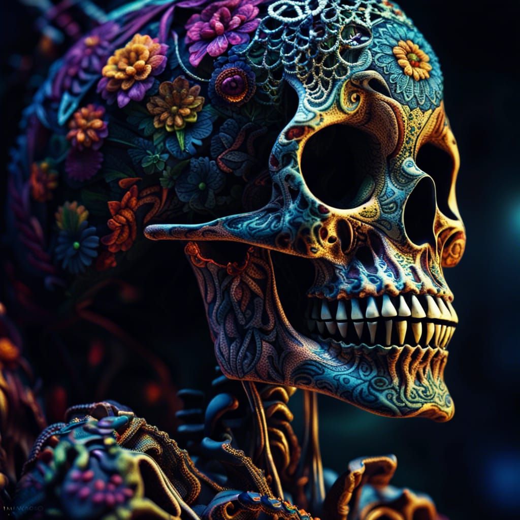 Psychedelic Skeleton with Intricate Details in HDR