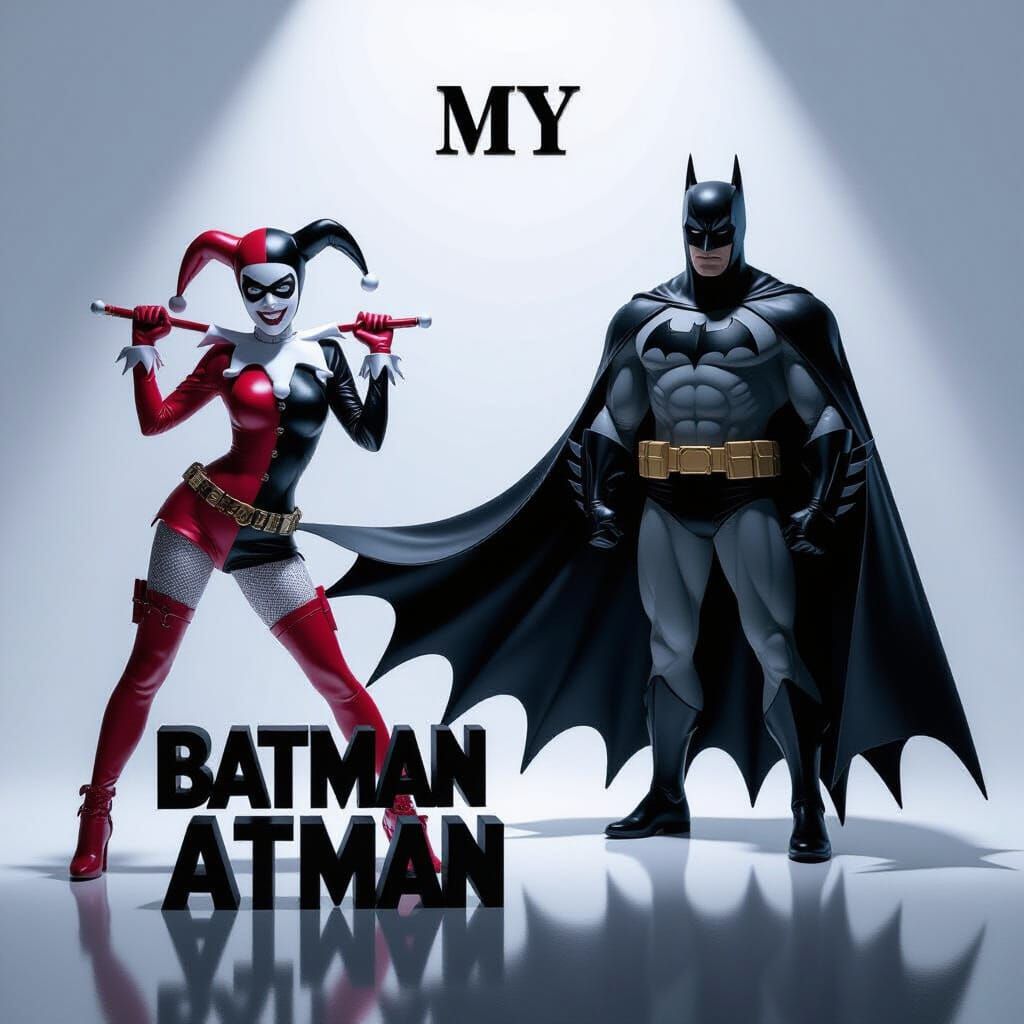 Gothic Silhouette Portrait: Harley Quinn Energy Meets Batman