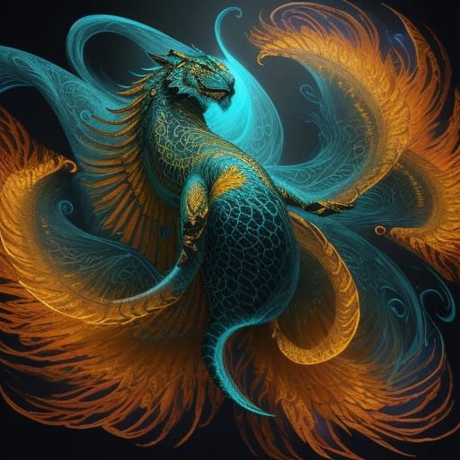 Mystical Tiger Unfolds Its Wings in a Velvet Black Sky