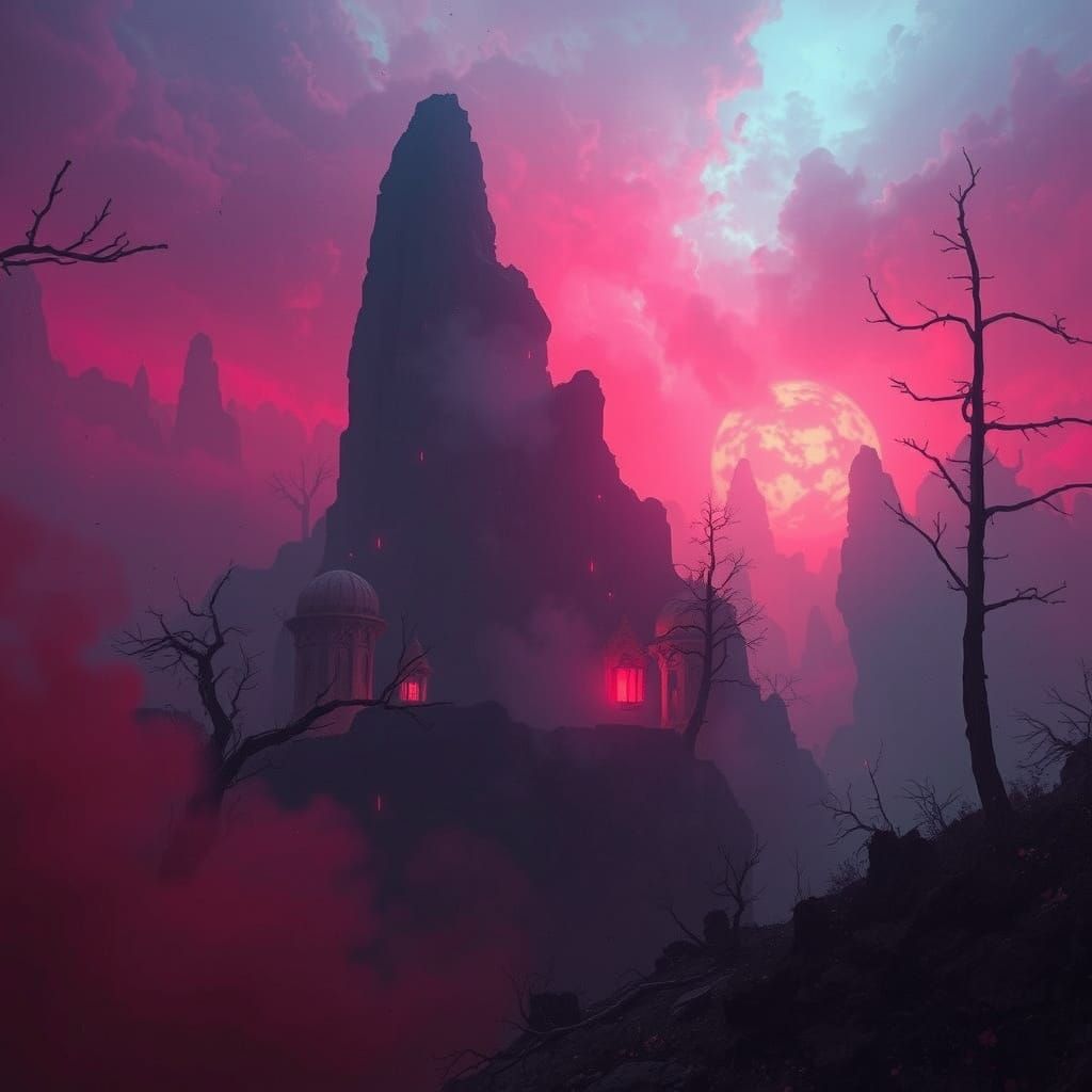 Mysterious Dreamlike Scene in Surreal Digital Art Style