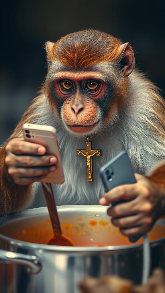 Monkey in a Canon-Style DSLR Portrait with Bokeh Lighting