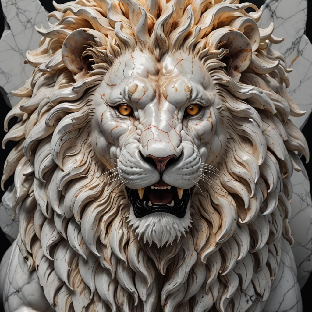 Radiant Marble Lion in Splash Art Style