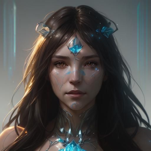 Crystal Portrait in Hyperdetailed Splash Art Style