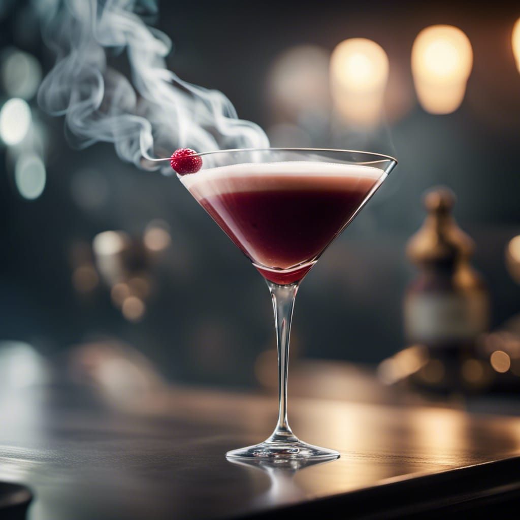 French Martini Cocktail with Smoke, 8K