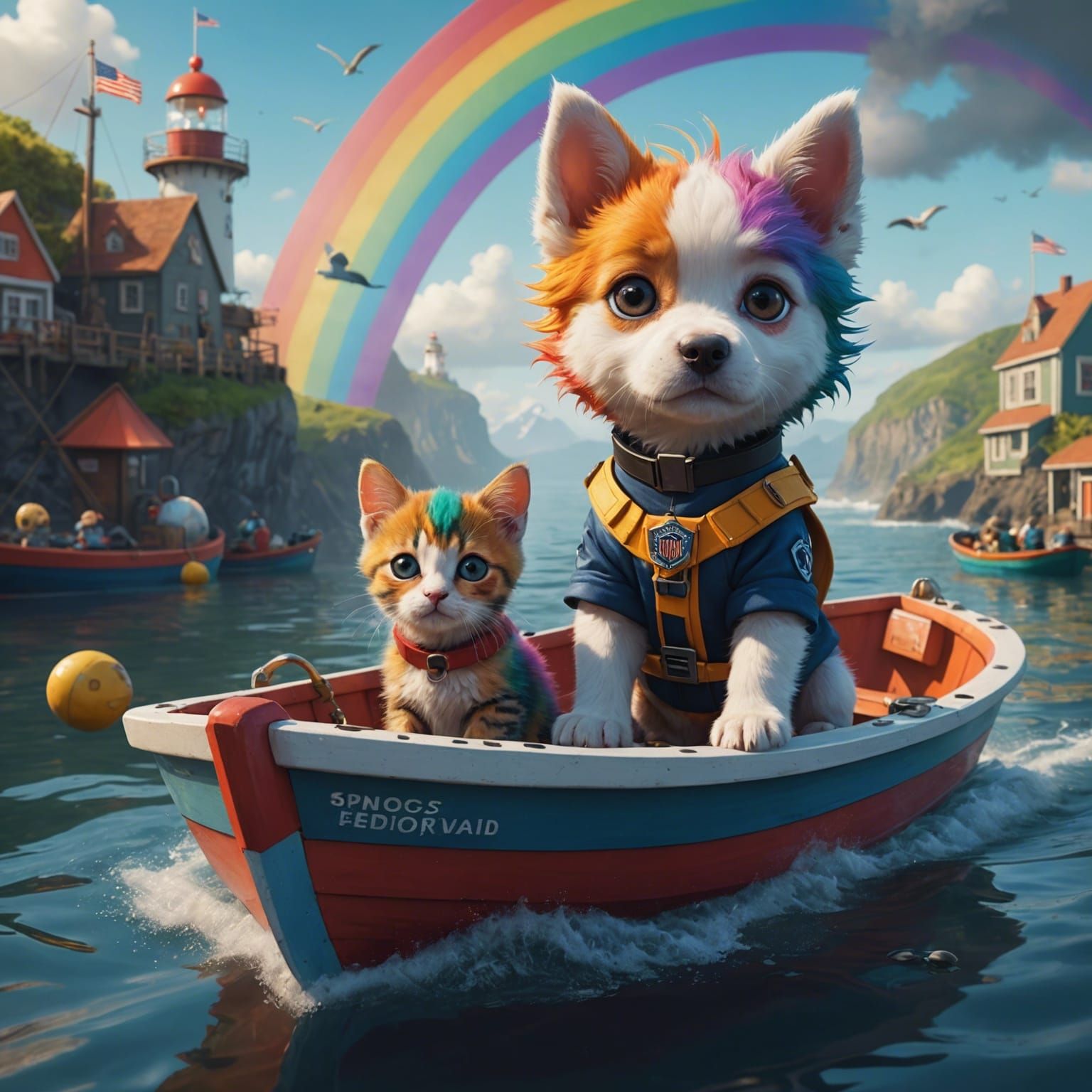 Puppy Rescue at Sea: Fantasy Concept Art