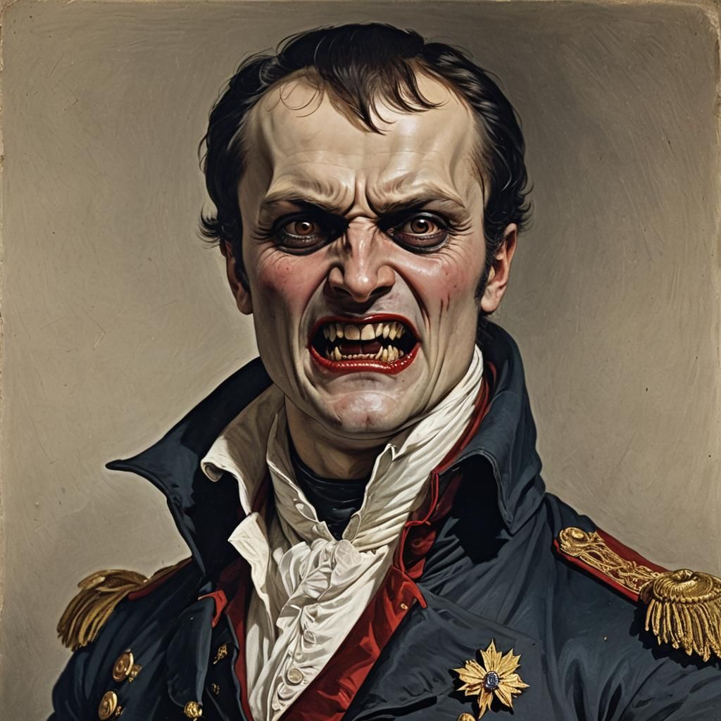 Napoleon as Vampire with Fangs: Dark Portrait