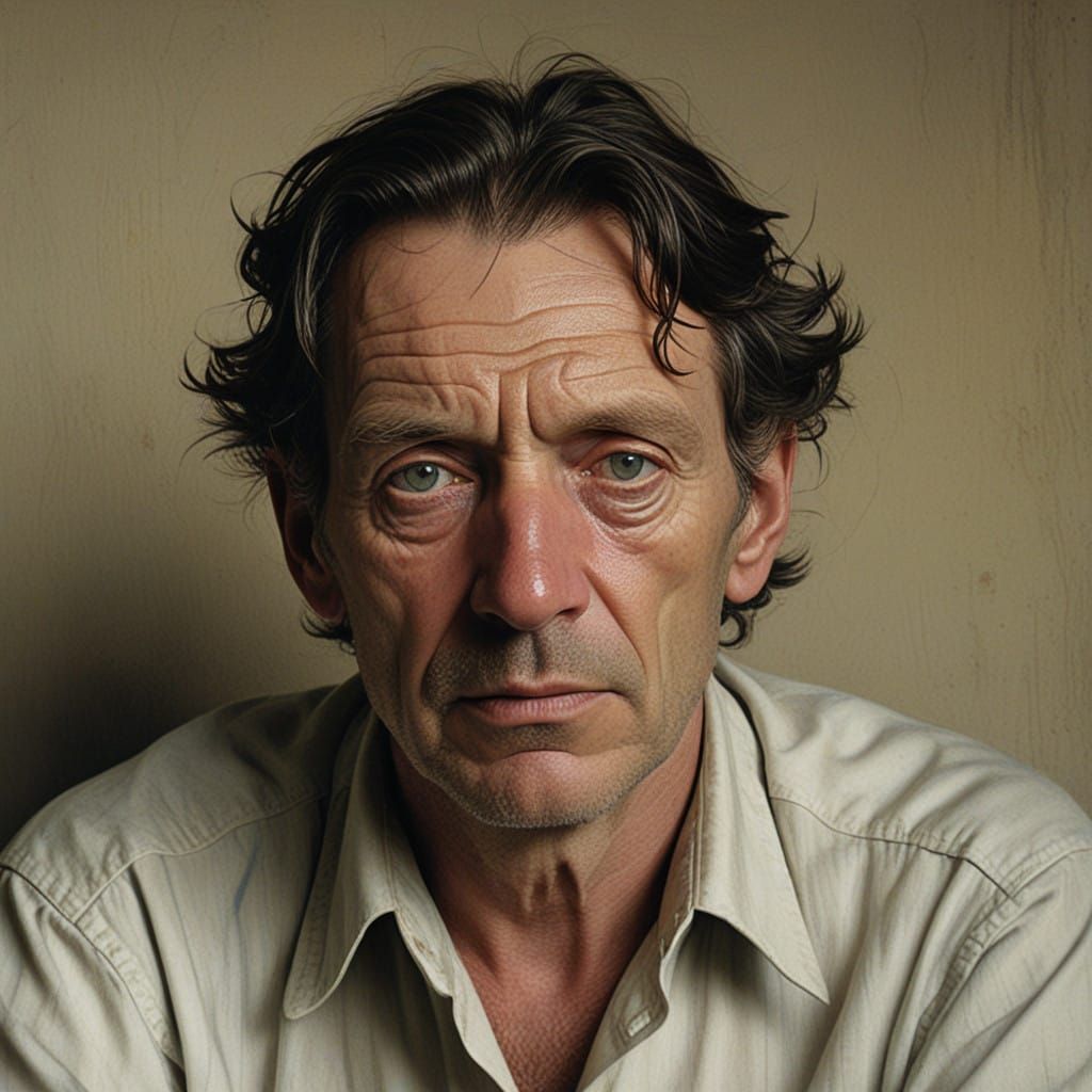 Melancholic Portrait of a Grieving Man