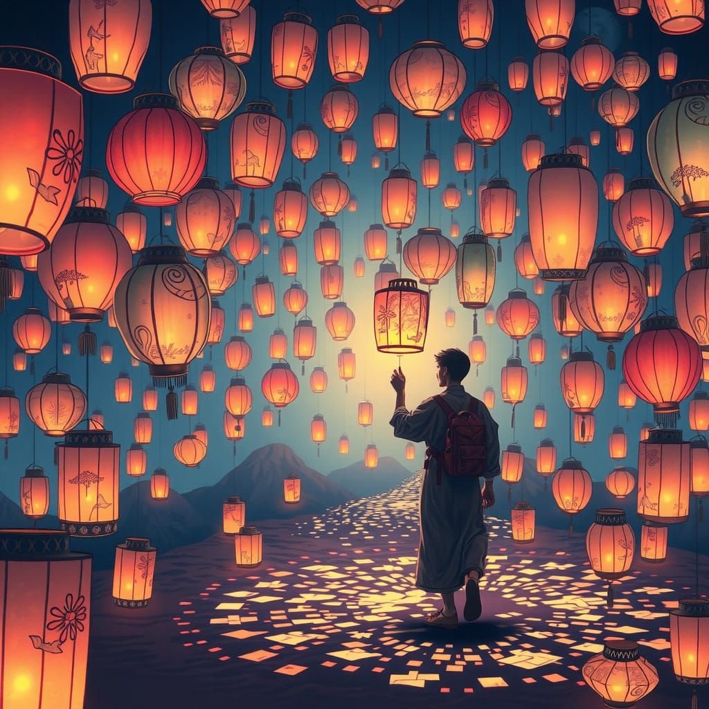 Magical Lanterns Projecting Universes in Dreamlike Digital A...