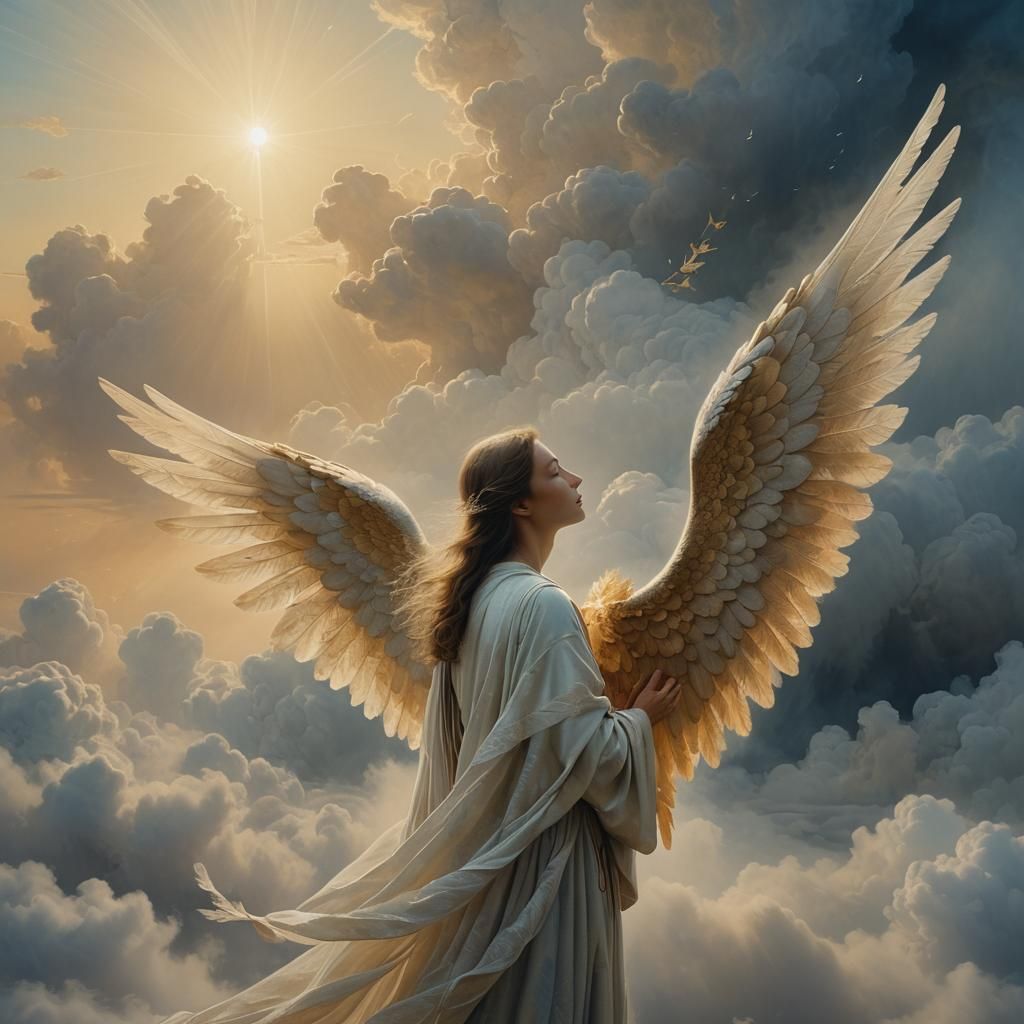 Ethereal Angel Whispers in Dreamlike Surrealism