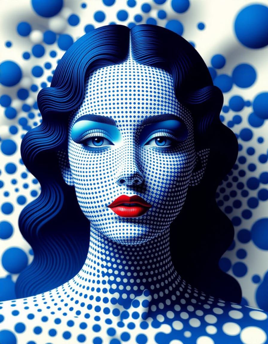 Mesmerizing Optical Illusion: Woman's Face in Polka Dot Plan...