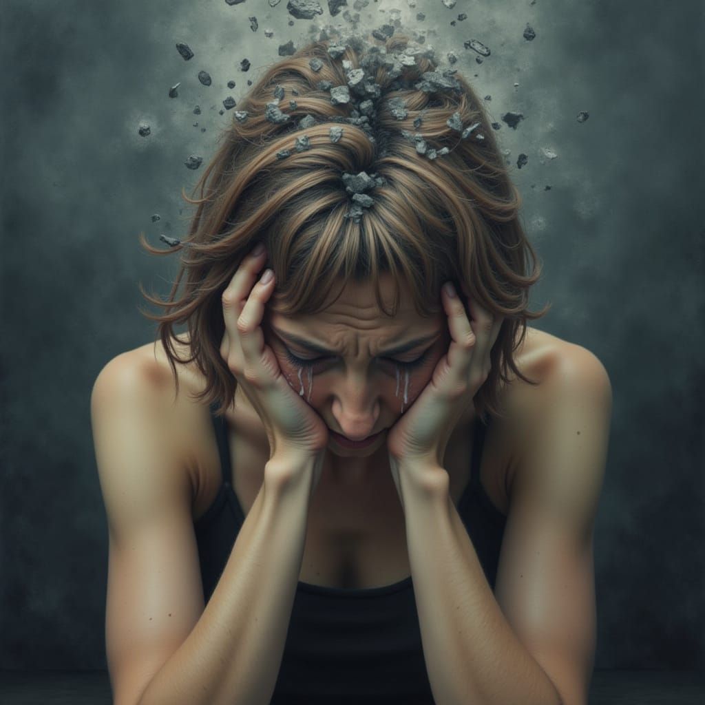 Woman's Head Cracks Open Revealing Flying Symbols