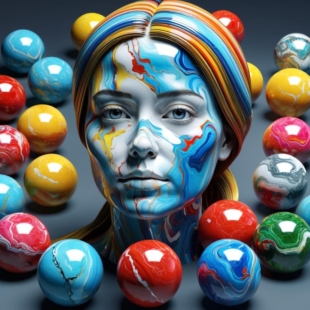 Colorful Marble Woman: 3D Hyperrealistic Masterpiece