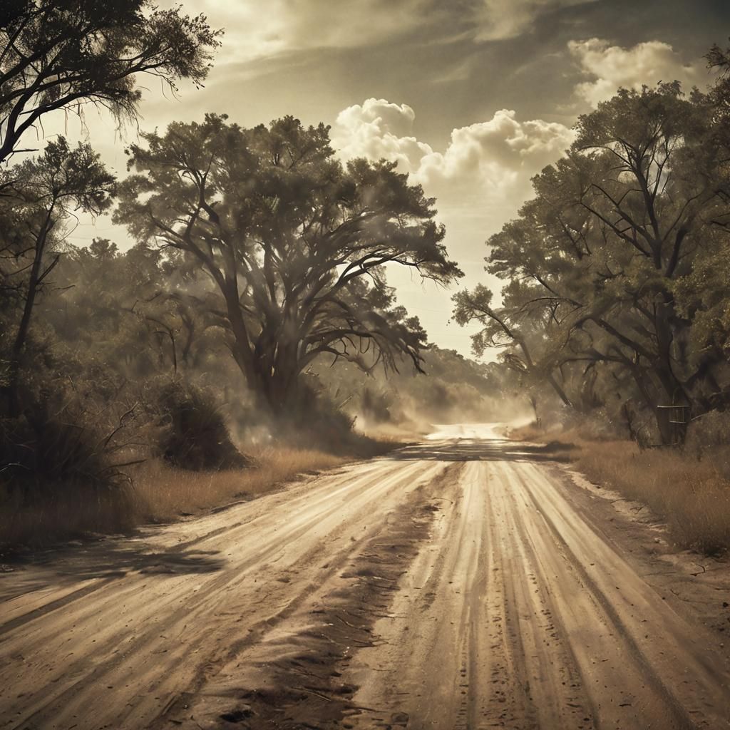 Dusty Southern Road in Depression Era Style