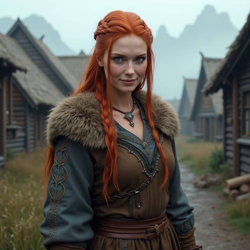 Viking Goddess of Kindness in Earth-Toned Attire