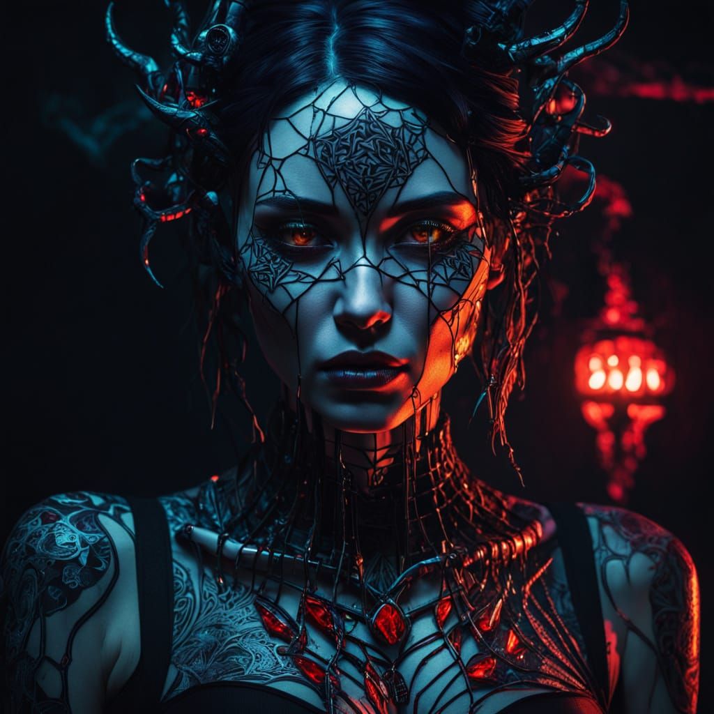 Gothic Dark Fantasy Anime Portrait in Horror Manga Style