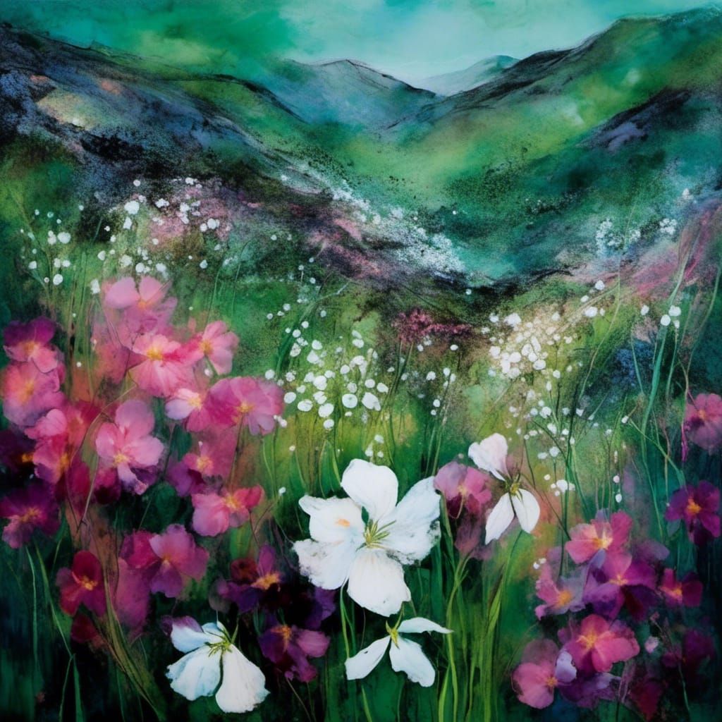 Sedona Meadow with Cosmos and Lilies