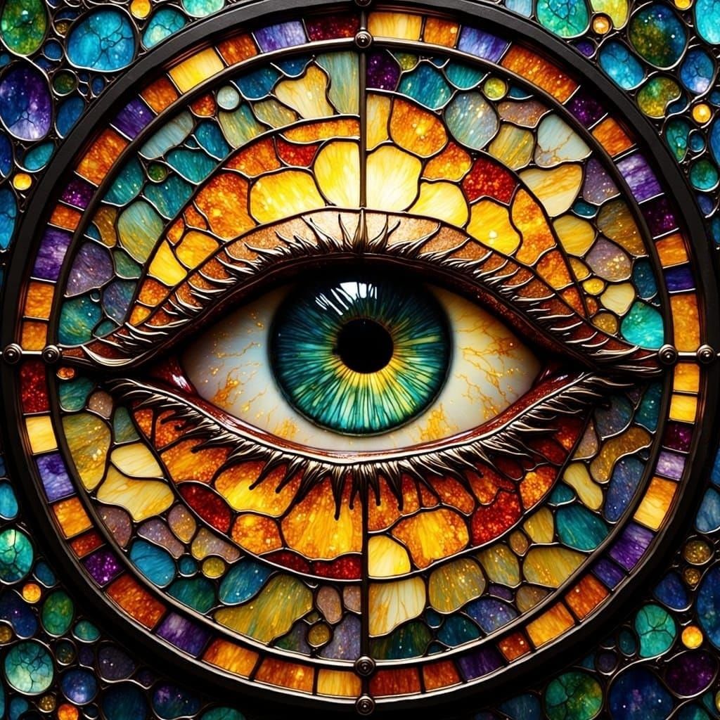 Stained Glass Silhouette of a Woman