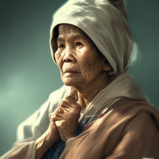 Filipino Woman Smoking Pipe: Hyperdetailed Portrait